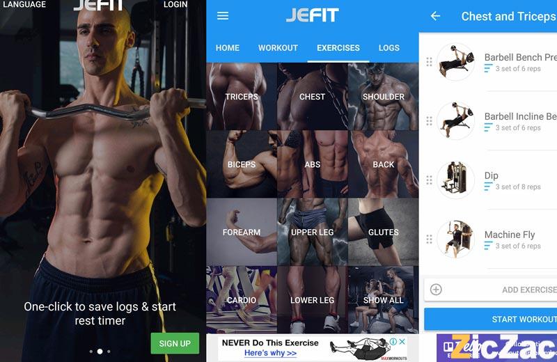 app tập gym phổ biến cho nam