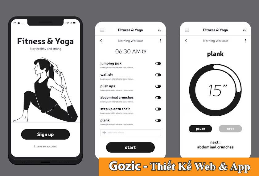 thiết kế app tập gym