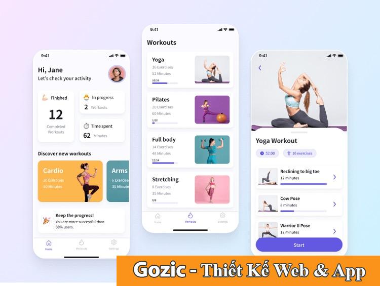 thiết kế app tập gym