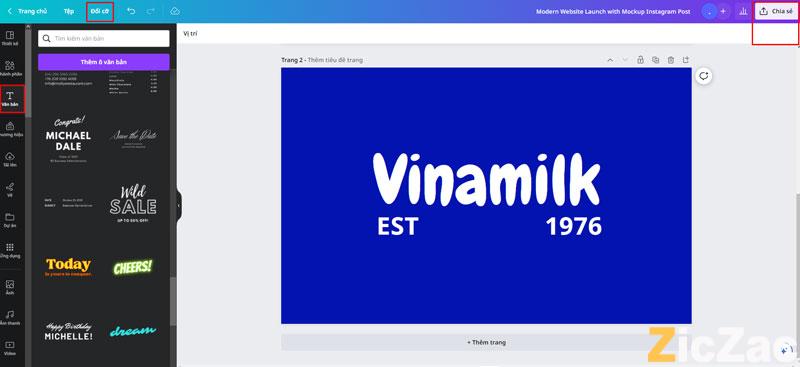 ứng dụng tạo logo Vinamilk