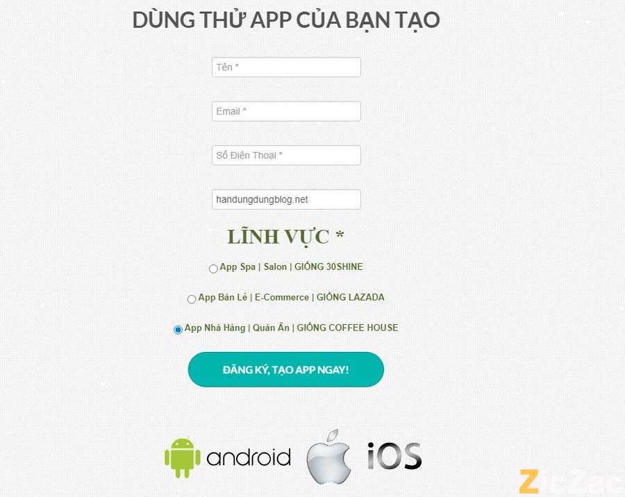 cách tạo ứng dụng di động